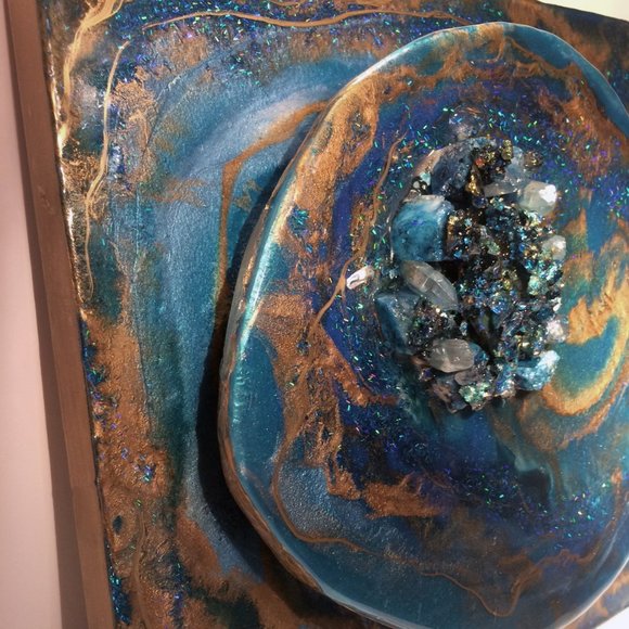 Resin Geode Abstract style Wall Art by me 12x12 - Picture 3 of 5